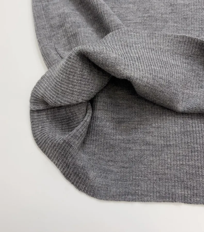 Grey Mock-Neck Slim-Fit Long-Sleeve Knit Top in Gray, product view 10