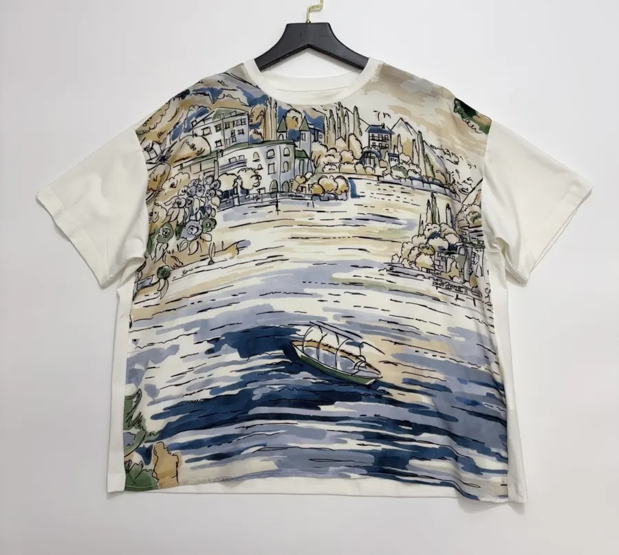 Printed Short-Sleeve T-Shirt, Top in Off-White, product view 01