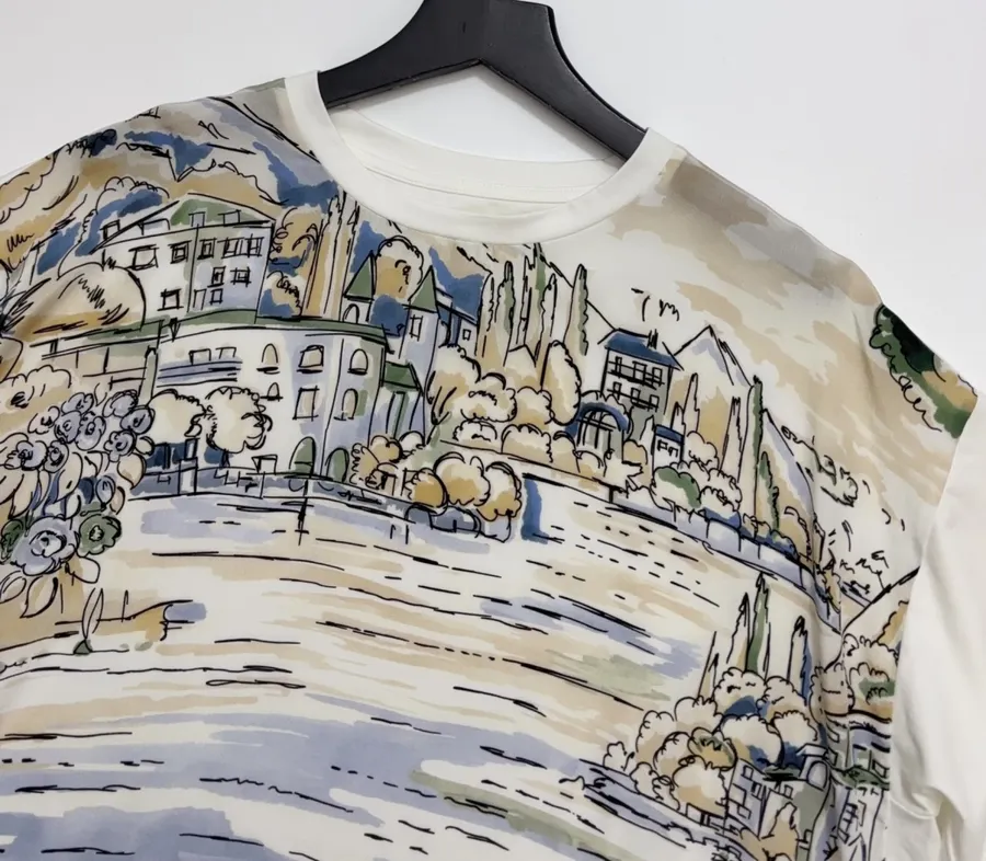Printed Short-Sleeve T-Shirt, Top in Off-White, product view 02