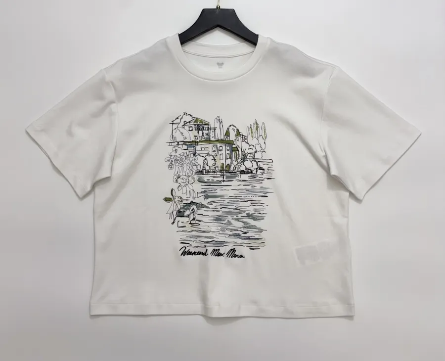 Printed Cotton T-Shirt in White, product view 01
