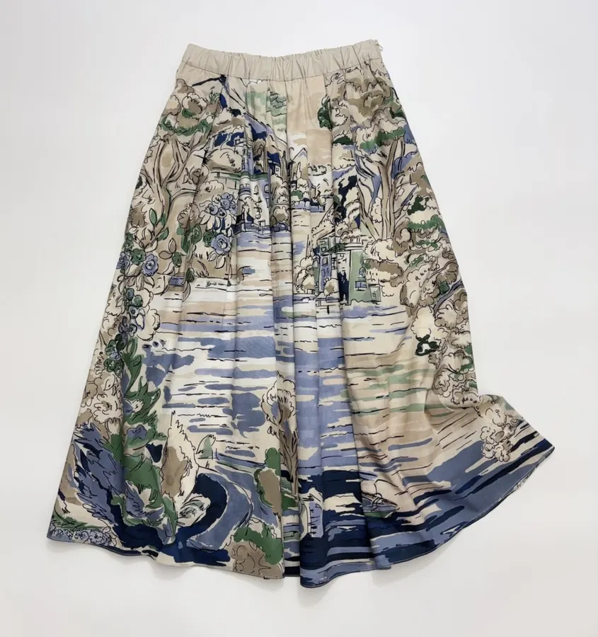 Cotton Pleated Skirt in Multicolor, product view 01