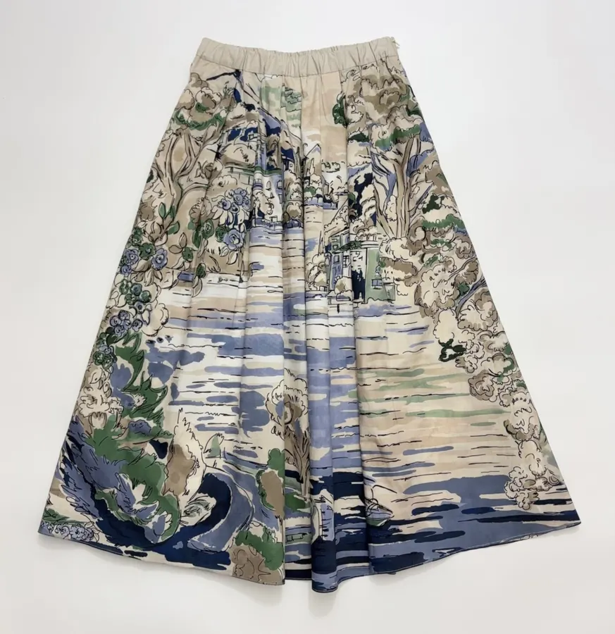 Cotton Pleated Skirt in Multicolor, product view 02
