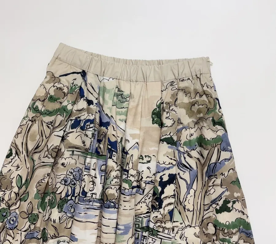 Cotton Pleated Skirt in Multicolor, product view 03
