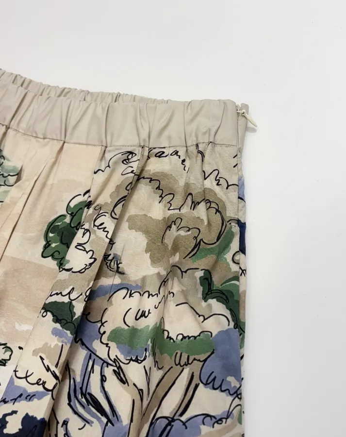 Cotton Pleated Skirt in Multicolor, product view 04