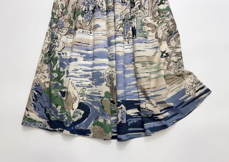 Cotton Pleated Skirt in Multicolor, product view 08
