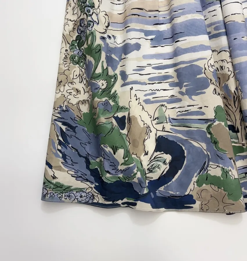 Cotton Pleated Skirt in Multicolor, product view 09