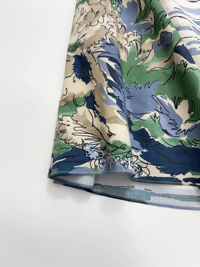 Cotton Pleated Skirt in Multicolor, product view 12