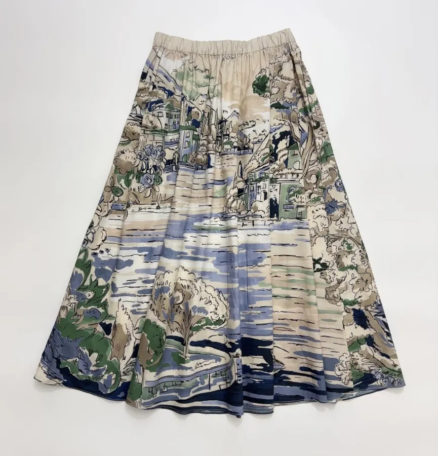 Cotton Pleated Skirt in Multicolor, product view 16