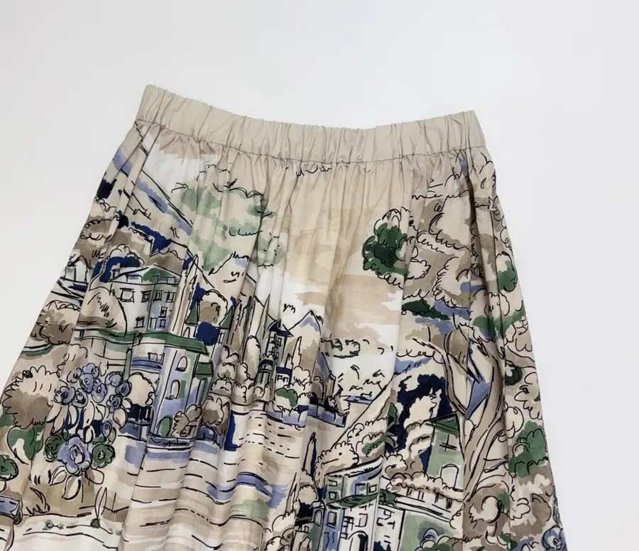Cotton Pleated Skirt in Multicolor, product view 17