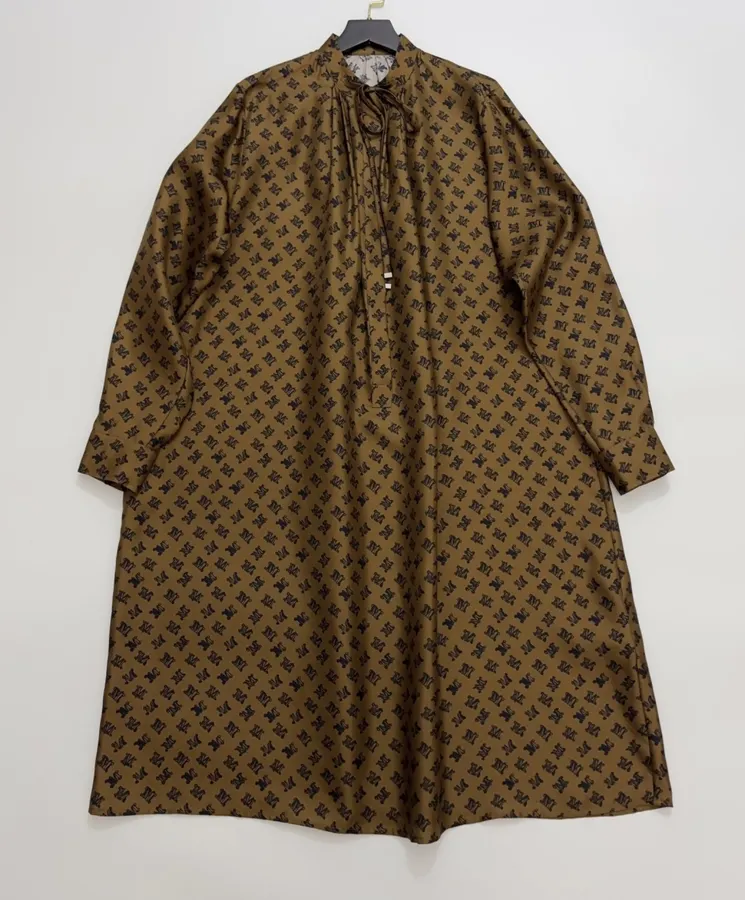 Silk Printed Mini Dress in Brown and Black, product view 03