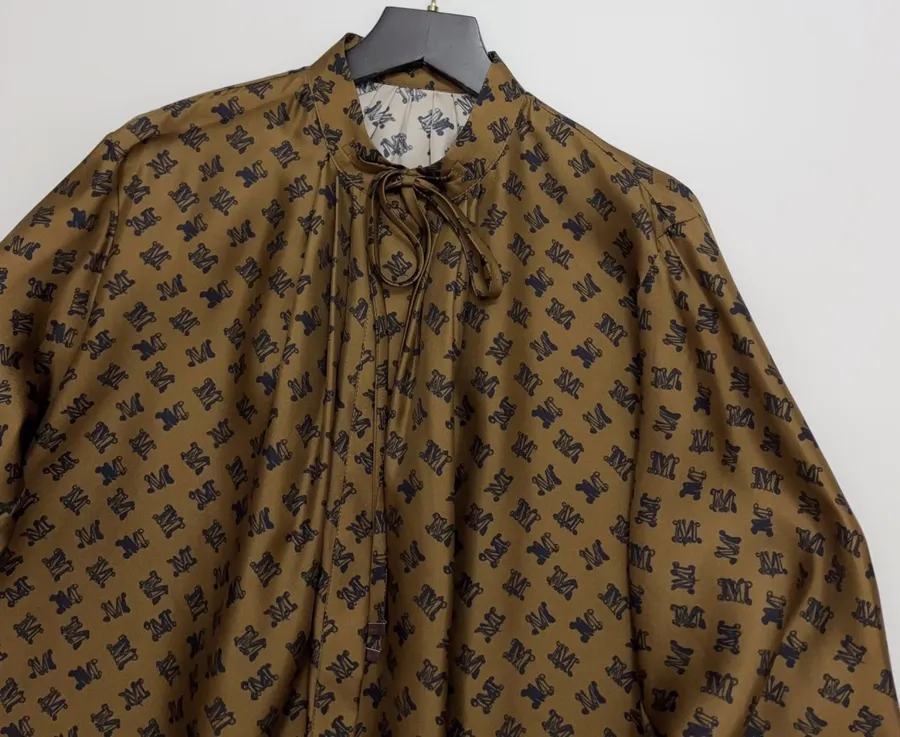 Silk Printed Mini Dress in Brown and Black, product view 04