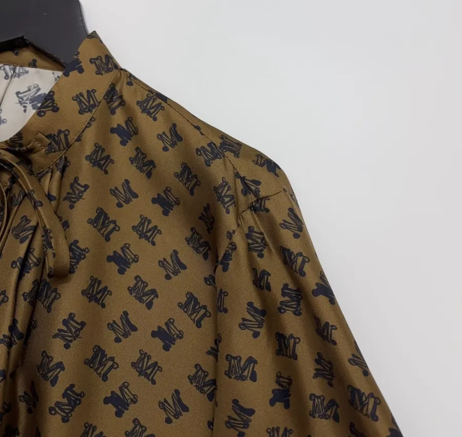 Silk Printed Mini Dress in Brown and Black, product view 05