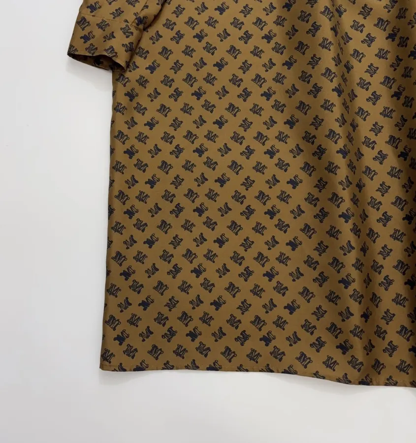 Silk Printed Mini Dress in Brown and Black, product view 10