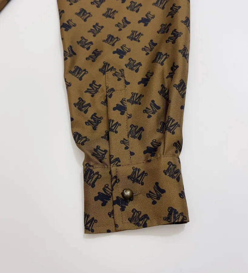 Silk Printed Mini Dress in Brown and Black, product view 18
