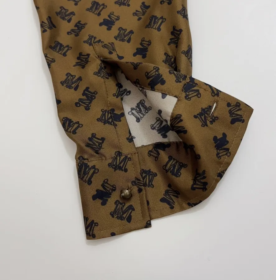 Silk Printed Mini Dress in Brown and Black, product view 19