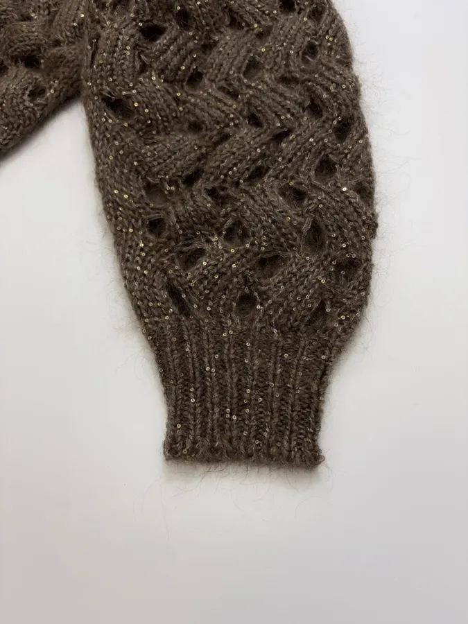 Sequined Knitted Cardigan in Taupe, product view 10