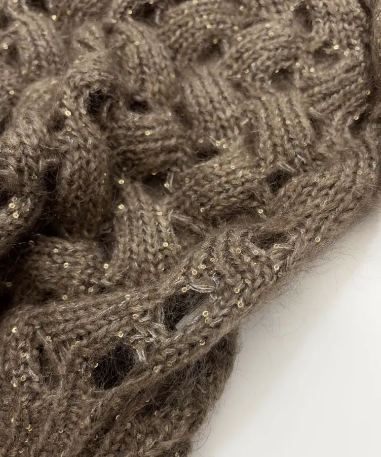 Sequined Knitted Cardigan in Taupe, product view 15