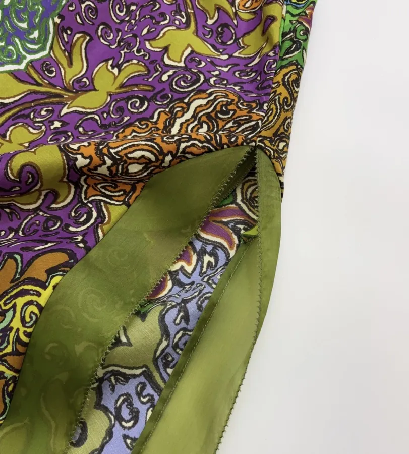 Silk Contrast-Panel Shirt Dress in Green Multicolor, product view 16