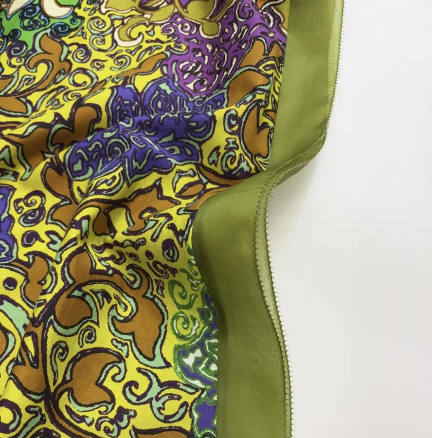 Silk Contrast-Panel Shirt Dress in Green Multicolor, product view 17
