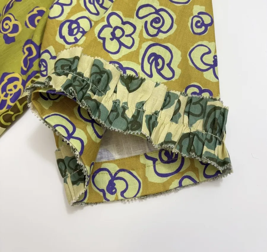 Retro Print Linen Loose Casual Short-Sleeve Shirt in Multicolor, product view 05