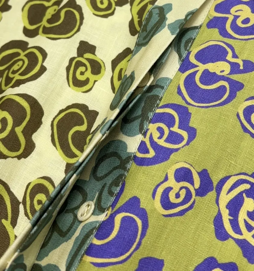 Retro Print Linen Loose Casual Short-Sleeve Shirt in Multicolor, product view 06