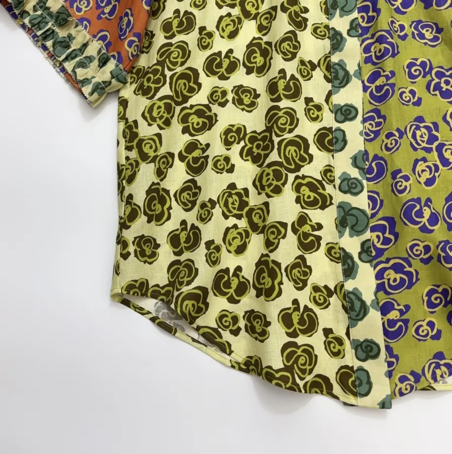 Retro Print Linen Loose Casual Short-Sleeve Shirt in Multicolor, product view 07