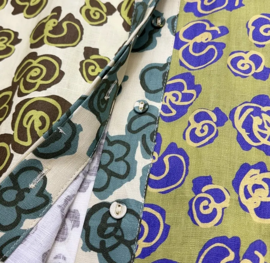 Retro Print Linen Loose Casual Short-Sleeve Shirt in Multicolor, product view 09