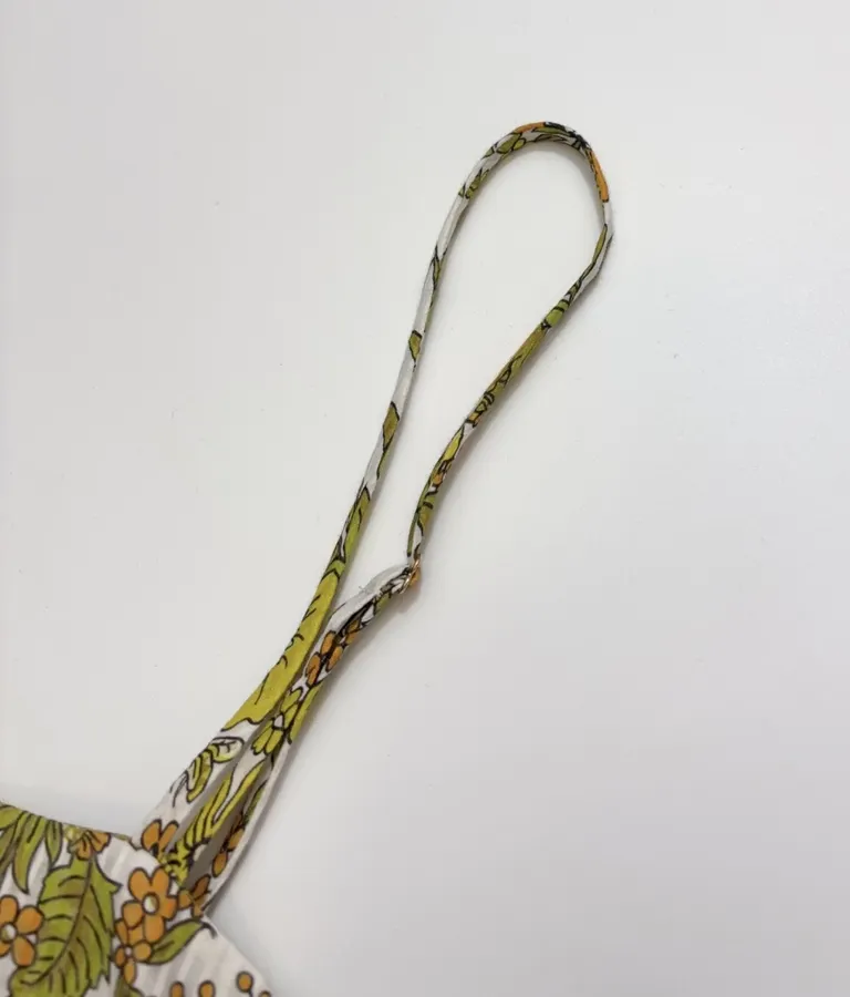 Yellow Fresh and Sweet Small Floral Print Silk Cotton Slip Dress, Mini Skirt in Yellow, product view 05