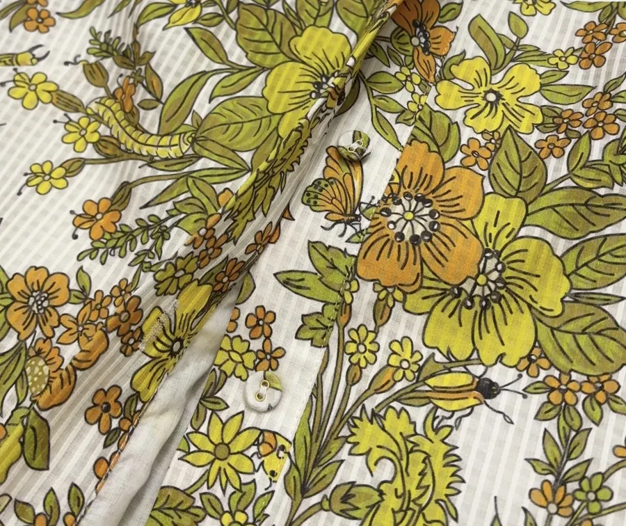 Yellow Fresh and Sweet Small Floral Print Silk Cotton Slip Dress, Mini Skirt in Yellow, product view 07