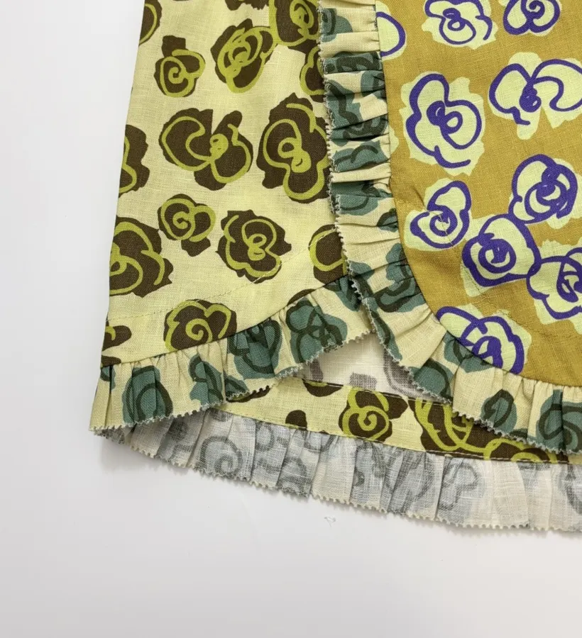 Retro Print Linen High-Waisted Shorts in Multicolor, product view 08