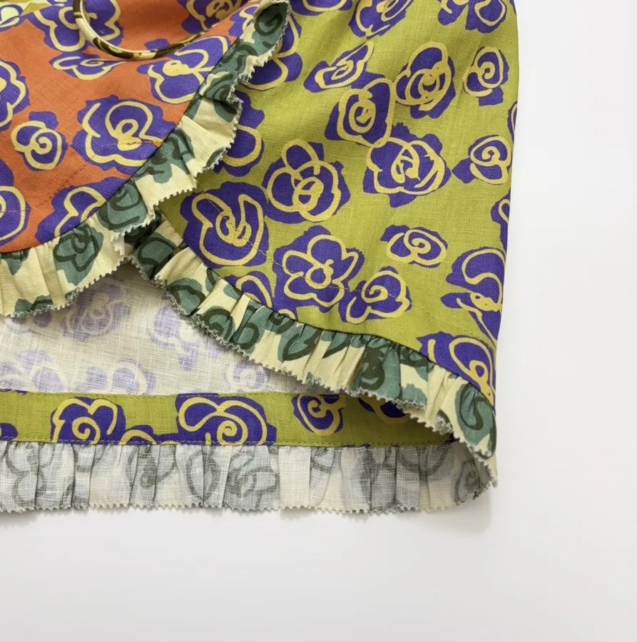 Retro Print Linen High-Waisted Shorts in Multicolor, product view 10