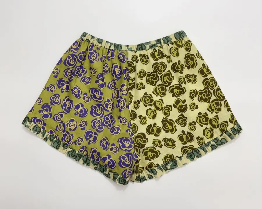 Retro Print Linen High-Waisted Shorts in Multicolor, product view 11
