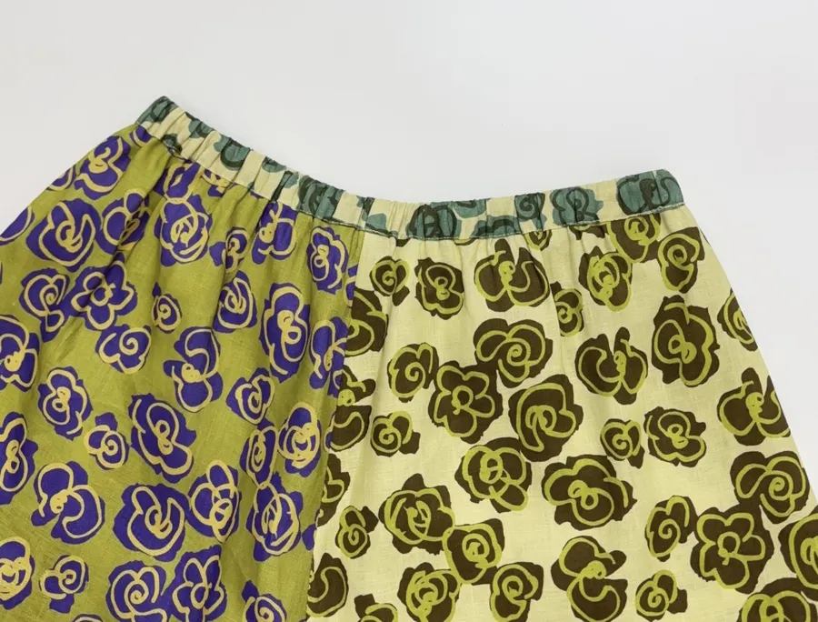 Retro Print Linen High-Waisted Shorts in Multicolor, product view 12