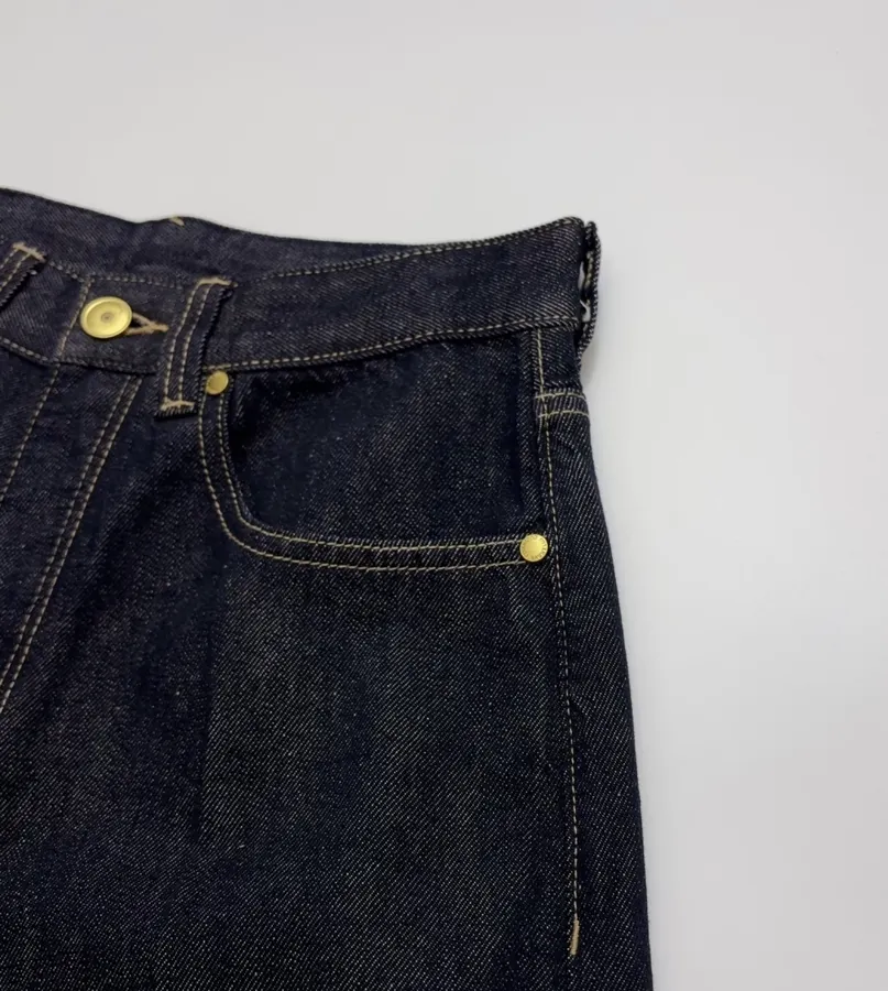 Dark Blue High-Waist Denim Bermuda Shorts in Denim Blue, product view 03