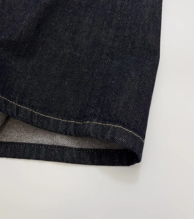 Dark Blue High-Waist Denim Bermuda Shorts in Denim Blue, product view 08