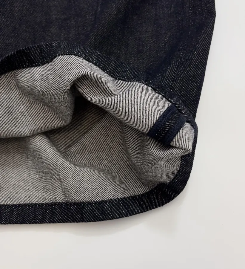 Dark Blue High-Waist Denim Bermuda Shorts in Denim Blue, product view 09