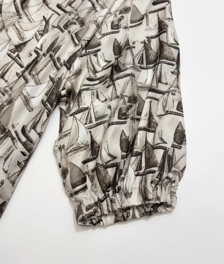 Printed Silk Dress in Light Gray, product view 06