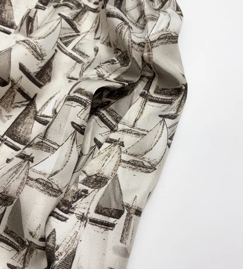 Printed Silk Dress in Light Gray, product view 08