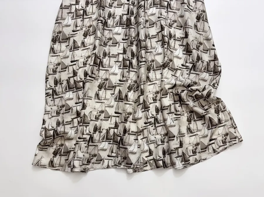 Printed Silk Dress in Light Gray, product view 12