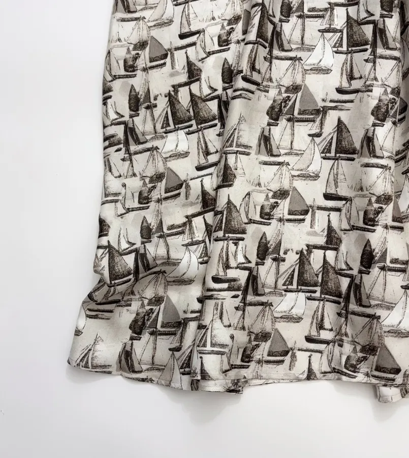 Printed Silk Dress in Light Gray, product view 13