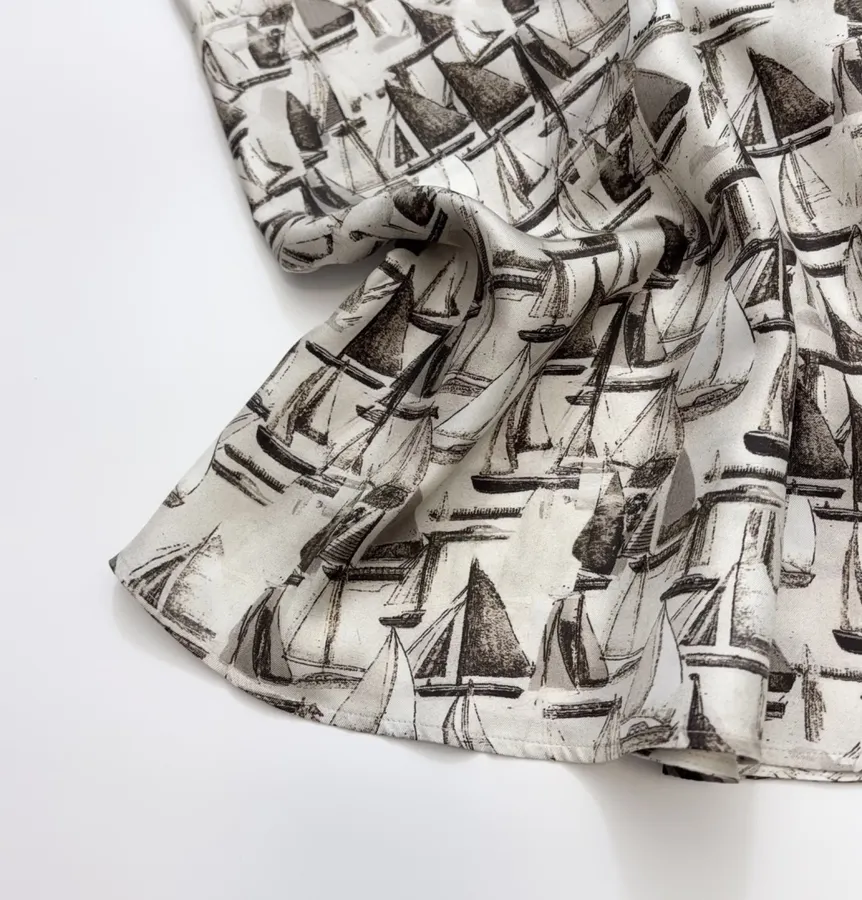 Printed Silk Dress in Light Gray, product view 14