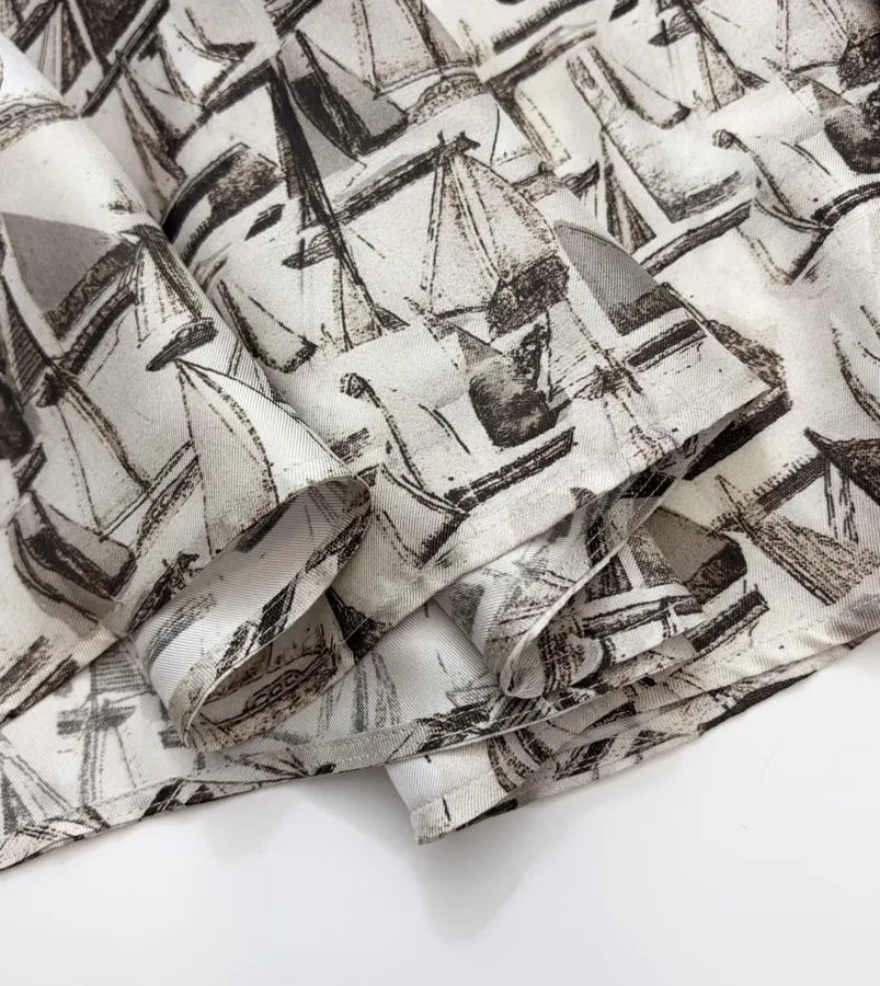 Printed Silk Dress in Light Gray, product view 15