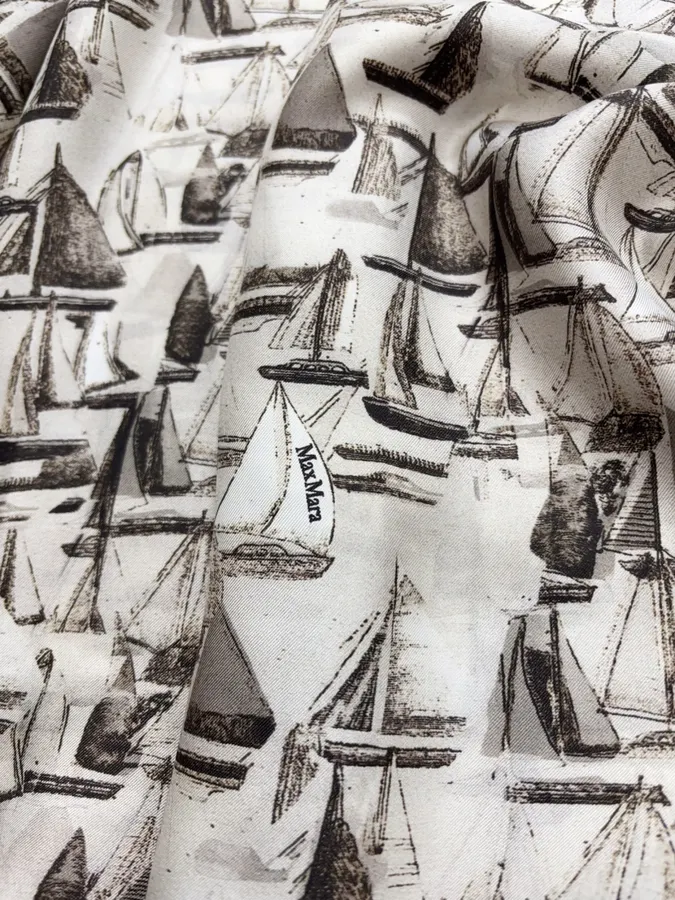 Printed Silk Dress in Light Gray, product view 17