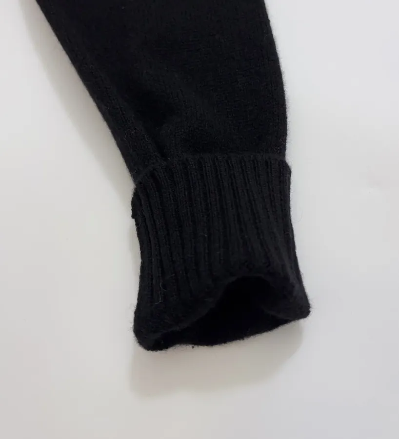 Contrast-Color Crewneck Knit Cardigan in Black, product view 07