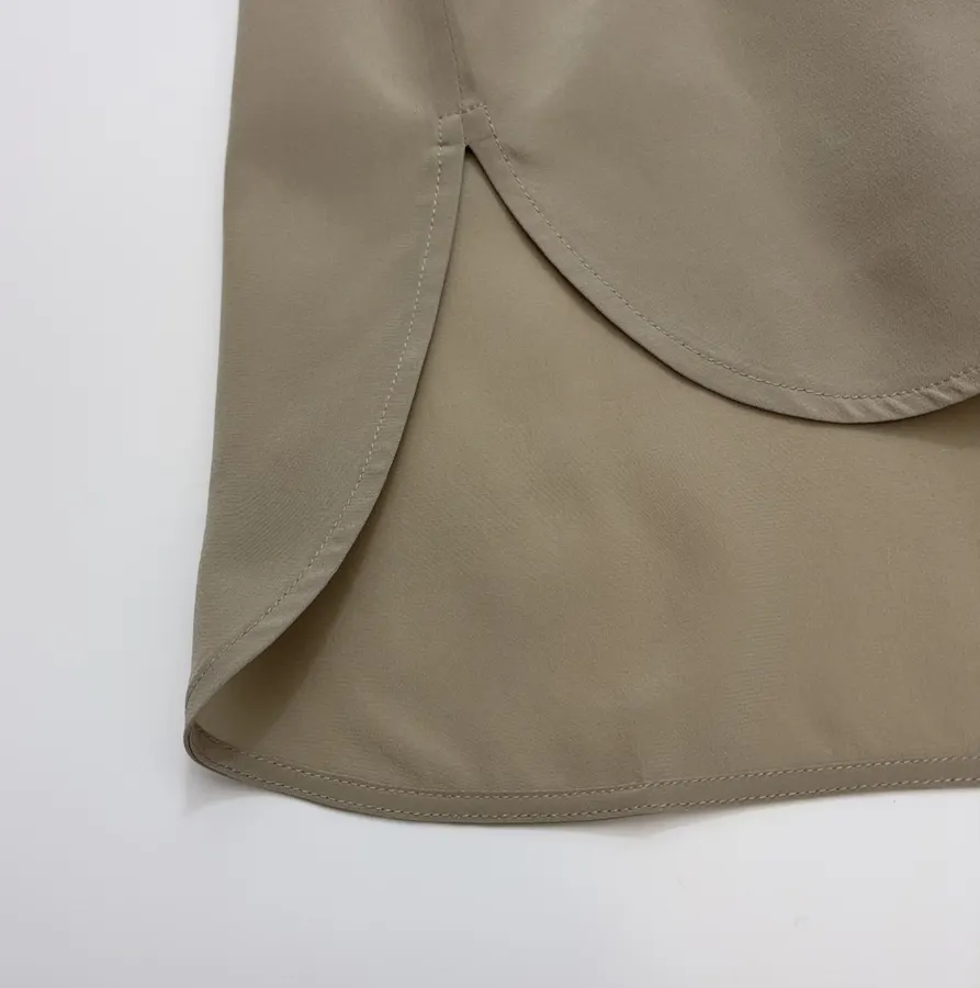 Silk Scarf Collar Double Crepe Real Silk Shirt Top in Beige, product view 11