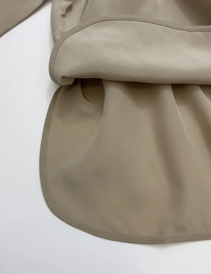 Silk Scarf Collar Double Crepe Real Silk Shirt Top in Beige, product view 12