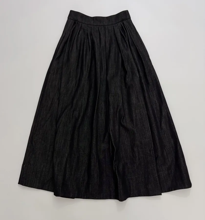 Black Crinkle Full Midi Skirt in Black, product view 01
