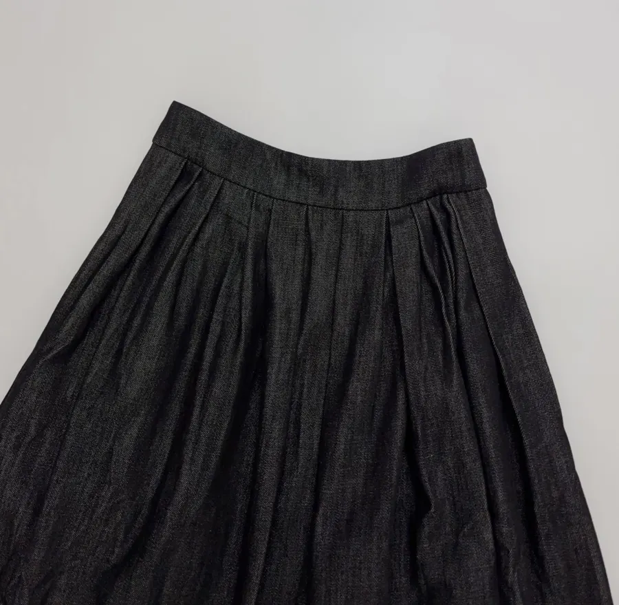 Black Crinkle Full Midi Skirt in Black, product view 02