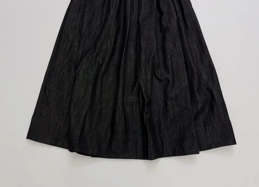Black Crinkle Full Midi Skirt in Black, product view 06