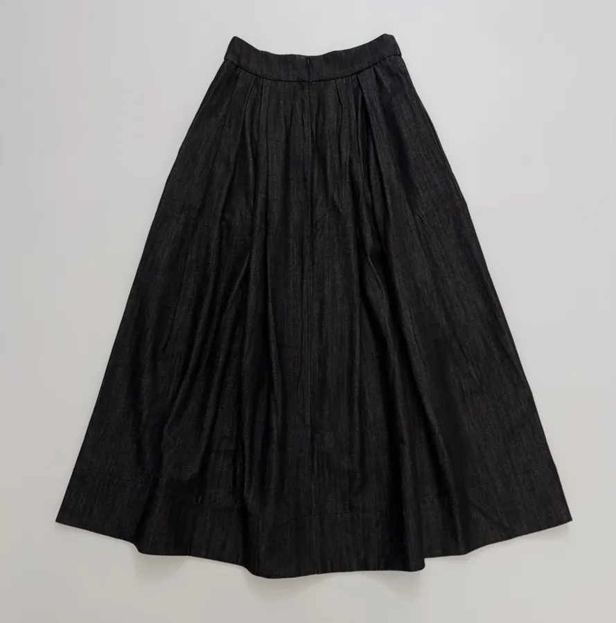 Black Crinkle Full Midi Skirt in Black, product view 11